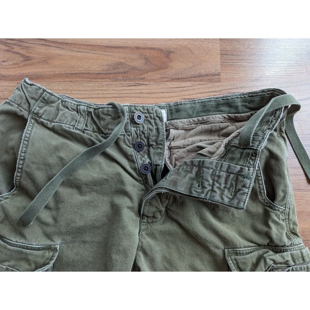 Abercrombie Fitch Shorts Mens 32 Army Y2K Button Drawstring Paratrooper Heavy A4 - Picture 3 of 9